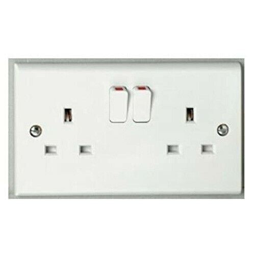 2 Way Double Switch Wall Socket White Daewoo