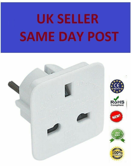 Travel Adapter Plug UK to EU 2 Pin Holiday Accessory European Power Converter