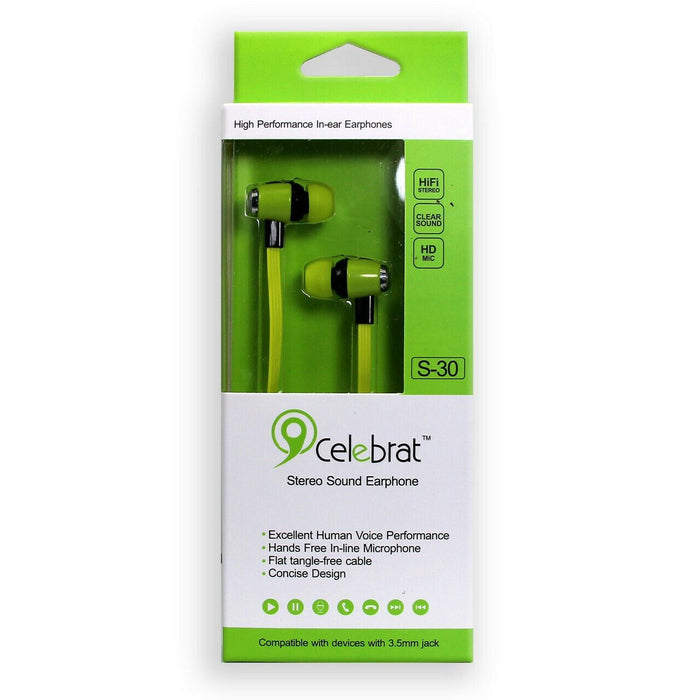 Earphones Headset Celebrat S30 Mic Headset Hands Free (Green, In the Ear)