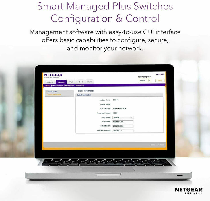 NETGEAR 8-Port Gigabit Smart Managed Plus Click Switch, ProSAFE Protection