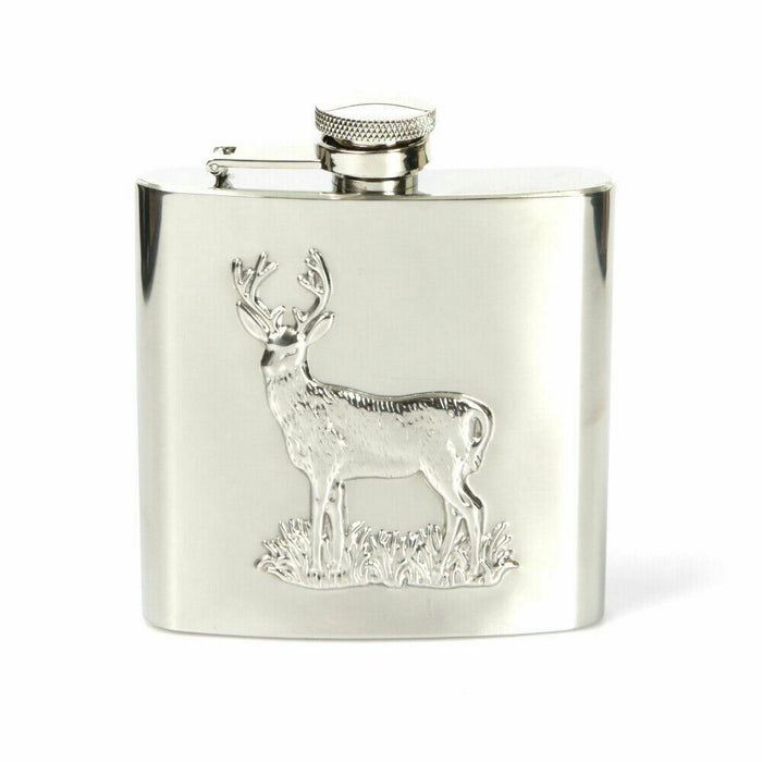 Stag Hip Flask 6oz Stainless Steel Shooting Gamekeeper Gift Hunting