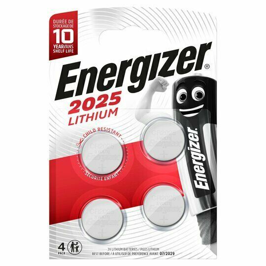 Energizer CR2025 3V Lithium Coin Cell Battery DL 2025 - Pack of 4 Longest Expiry