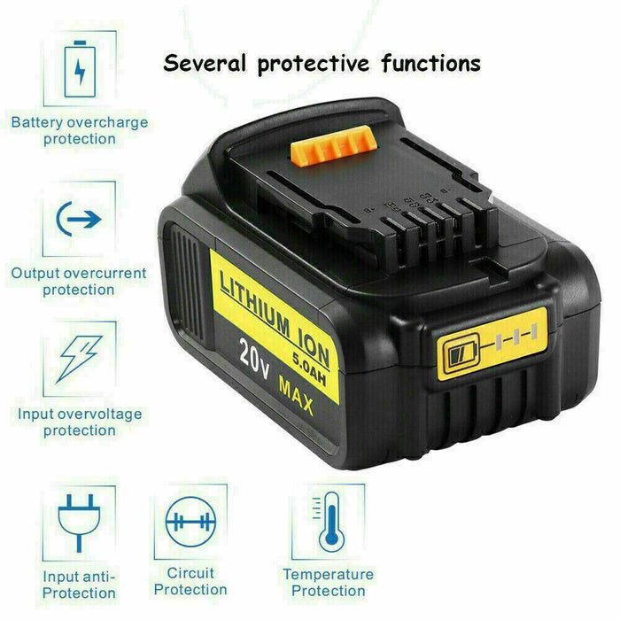 18V 5.0Ah Li-Ion Battery For DEWALT DCB184 XR Slide DCB182 DCF885 DCC785 DCB200