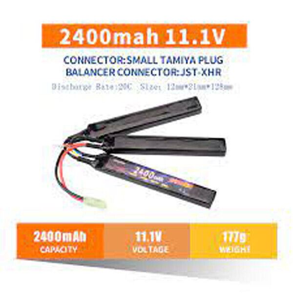 FCONEGY Lipo Battery 3S 2400mAh 11.1V 20C Pack  with Small Tamiya Plug for Airso