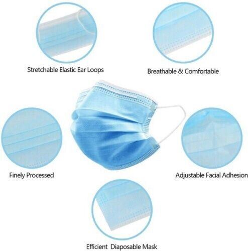 100 Disposable Face Mask Surgical 3 Ply Mouth Guard Cover Face Masks Protection