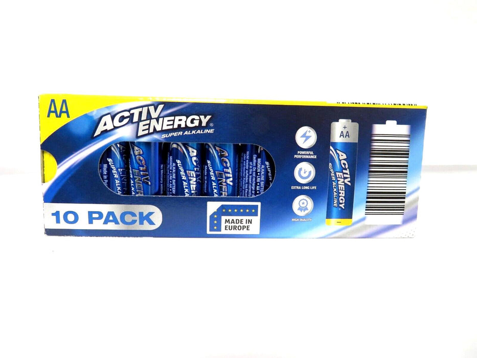 10 PK Activ Energy Super Alkaline AA Extra Long Life Batteries Power Performance