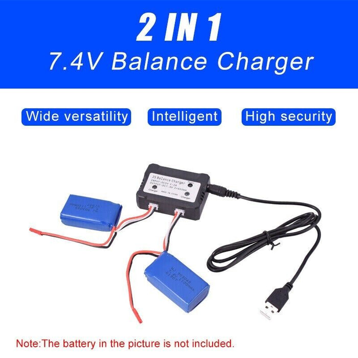 2IN1 7.4V 2S Lipo Battery 600mA Balance Charger For Syma X8C Battery Input DC5V