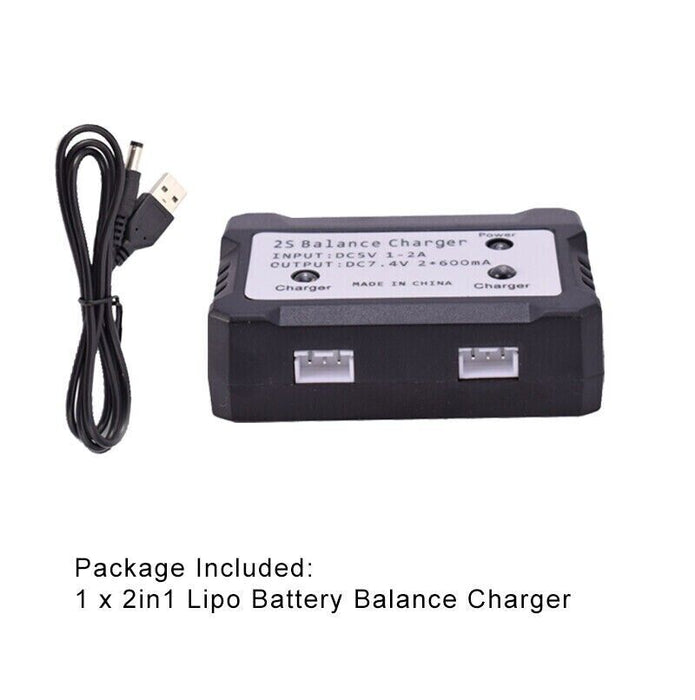 2IN1 7.4V 2S Lipo Battery 600mA Balance Charger For Syma X8C Battery Input DC5V