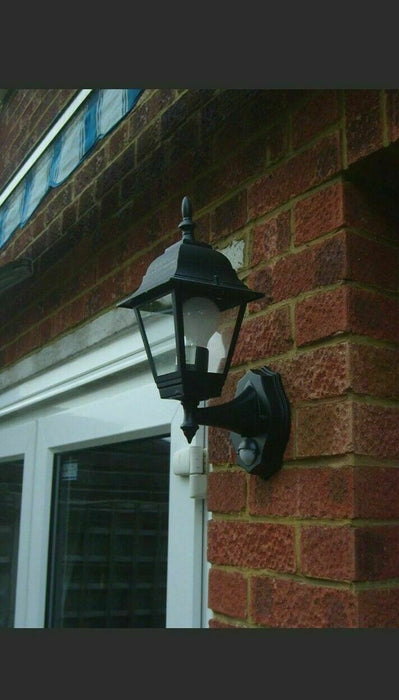 Wall Light Lantern Black Traditional Outside External PIR Motion Movement Sensor