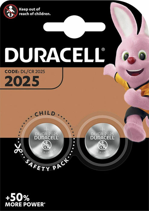 2 x Duracell® CR2025 3V Lithium Button Battery Coin Cell DL2025 2025