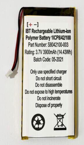 Tenergy S8042100-003 1ICP8/42/100 3900mAh 3.7V 14.43Wh LiPo Li-ion Battery