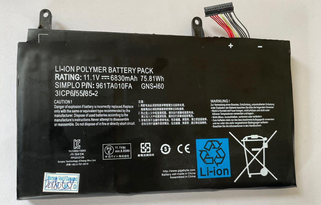 6830mAh 961TA010FA GNS-I60 Battery For Giga-byte P35G v2 P35K v3 P35W v3 P35X v6