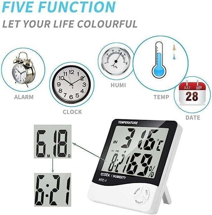 Digital Clock Thermometer Hygrometer Indoor Humidity Temperature  Sensor New