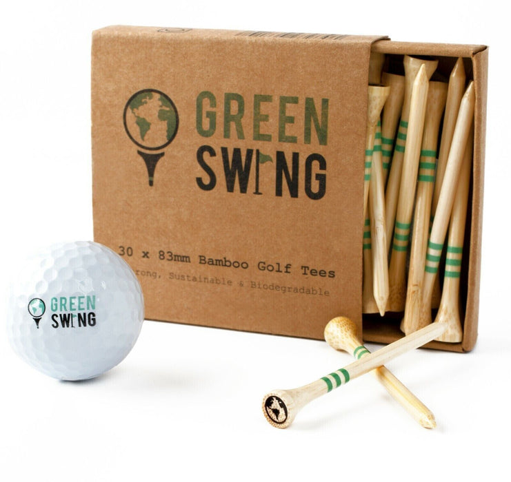 Green Swing Bamboo Golf Tees 83mm | Strong Sustainable Biodegradable | 30pcs