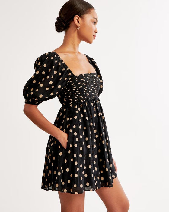 Abercrombie&Fitch Emerson Ruched Puff Sleeve Mini Dress