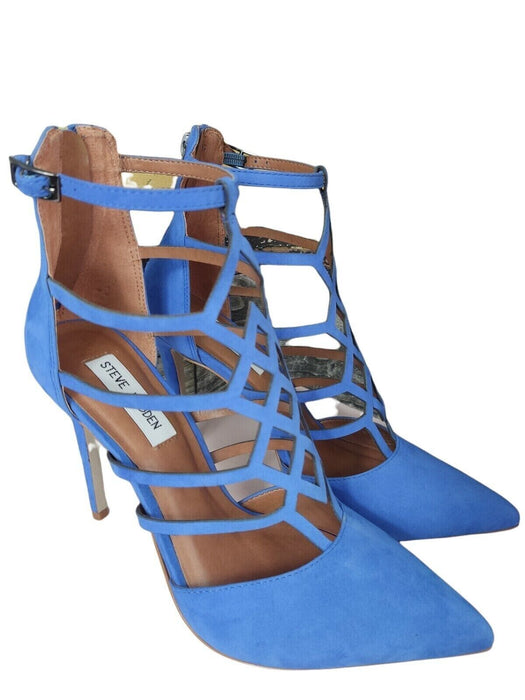 Steve Madden Womens Blue Suede Leather Strappy Caged Heels UK 5.5